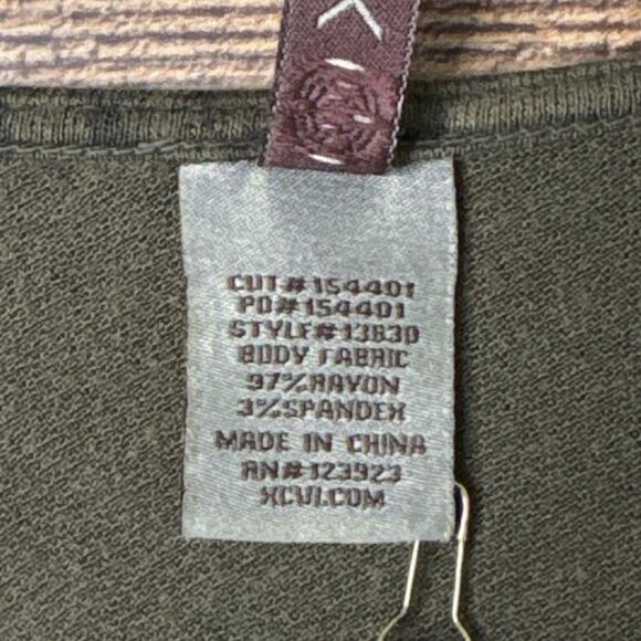 XCVI Twist Front Long Sleeve Olive Green Leopard Print Top SZ Medium NWT - Picture 8 of 9